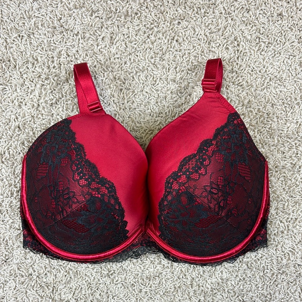Cacique red and black lace underwire bra 40F